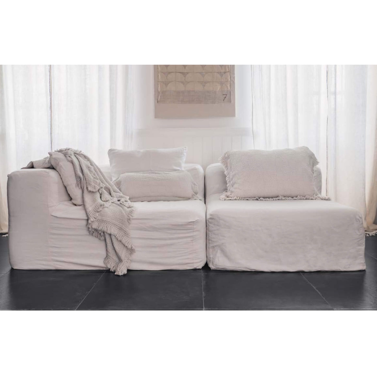 Coussin "Fado" coton alvéolé - Plume