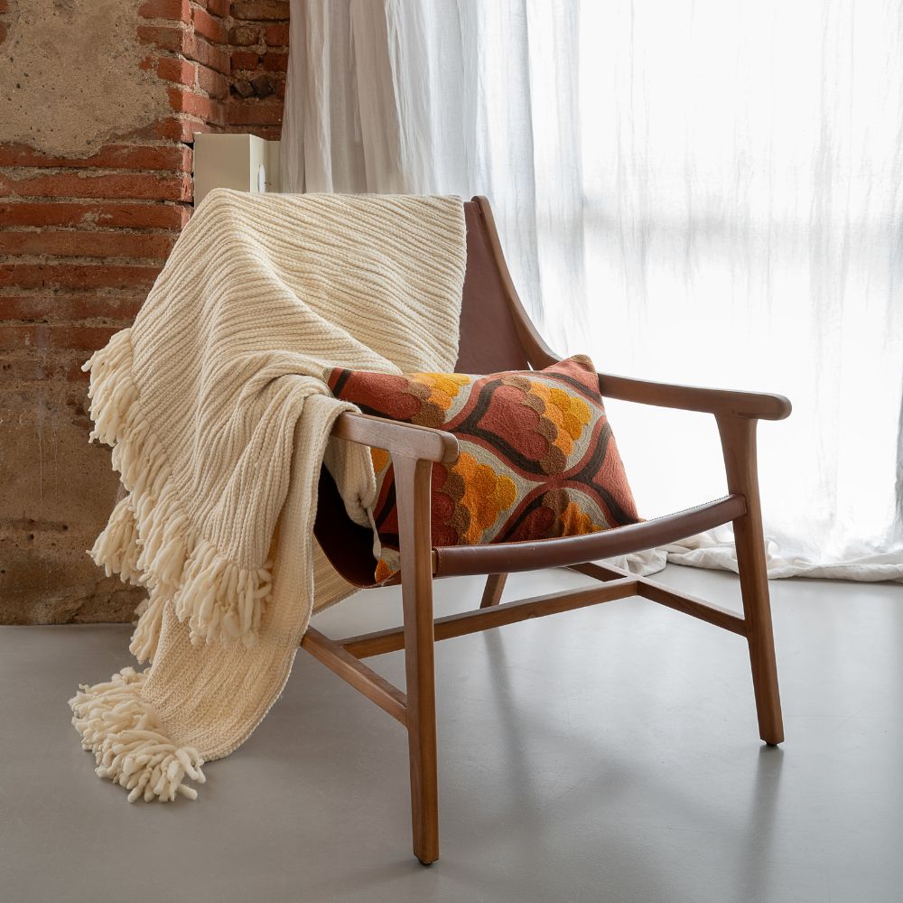 Coussin brodé "Cosmo" - Muscade