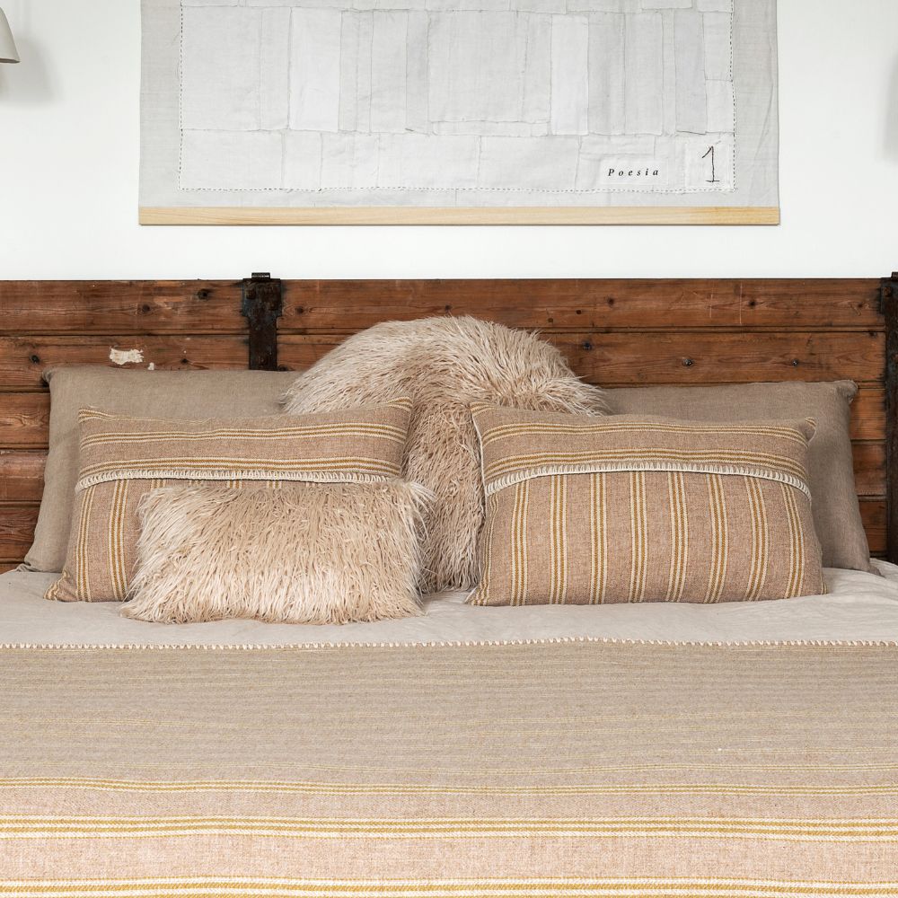 Coussin rond "Vadim" fourrure - Vanille