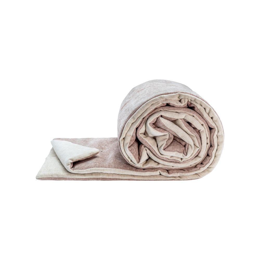 Édredon "Zelia" velours chenille bi-face - Poudre/Nude