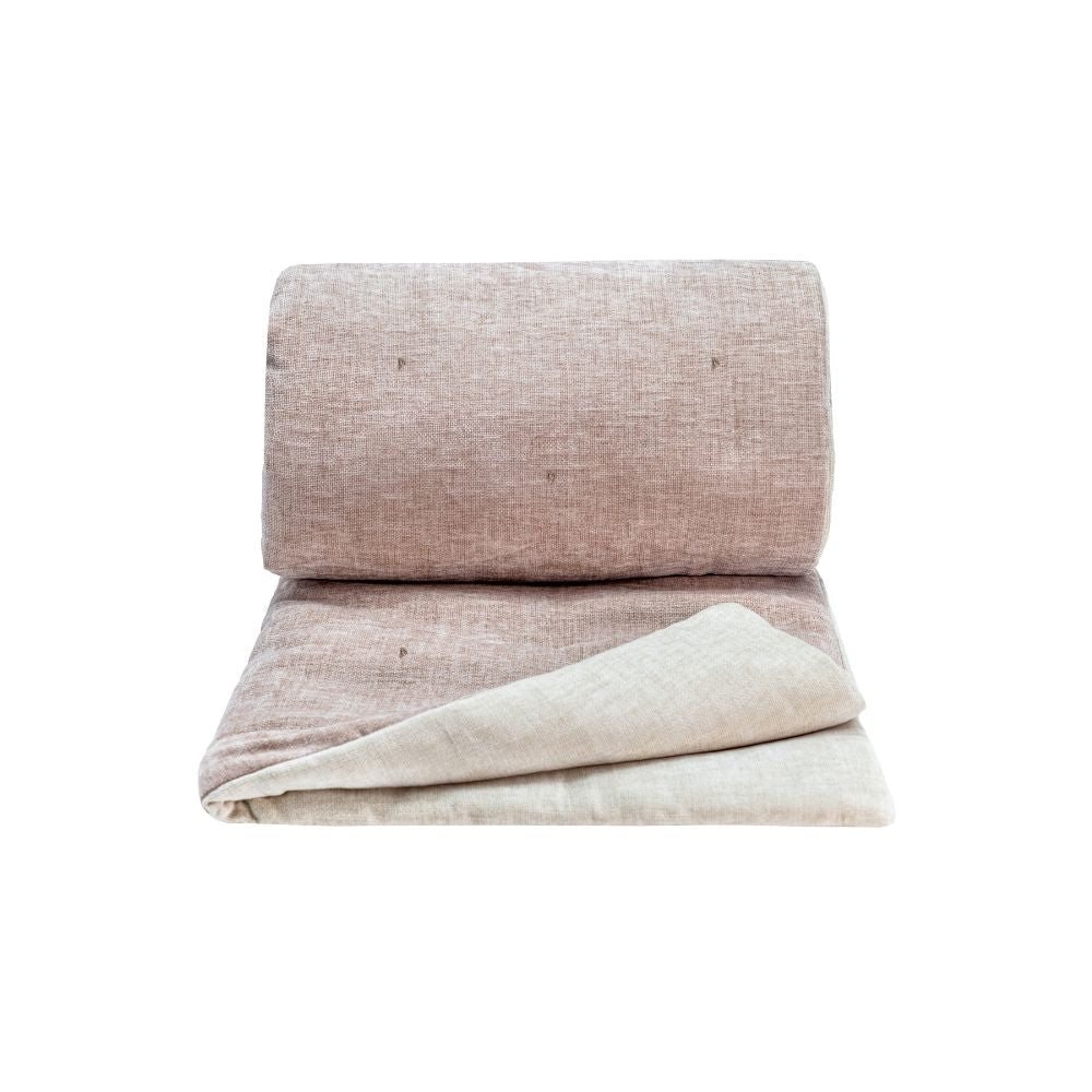 Édredon "Zelia" velours chenille bi-face - Poudre/Nude