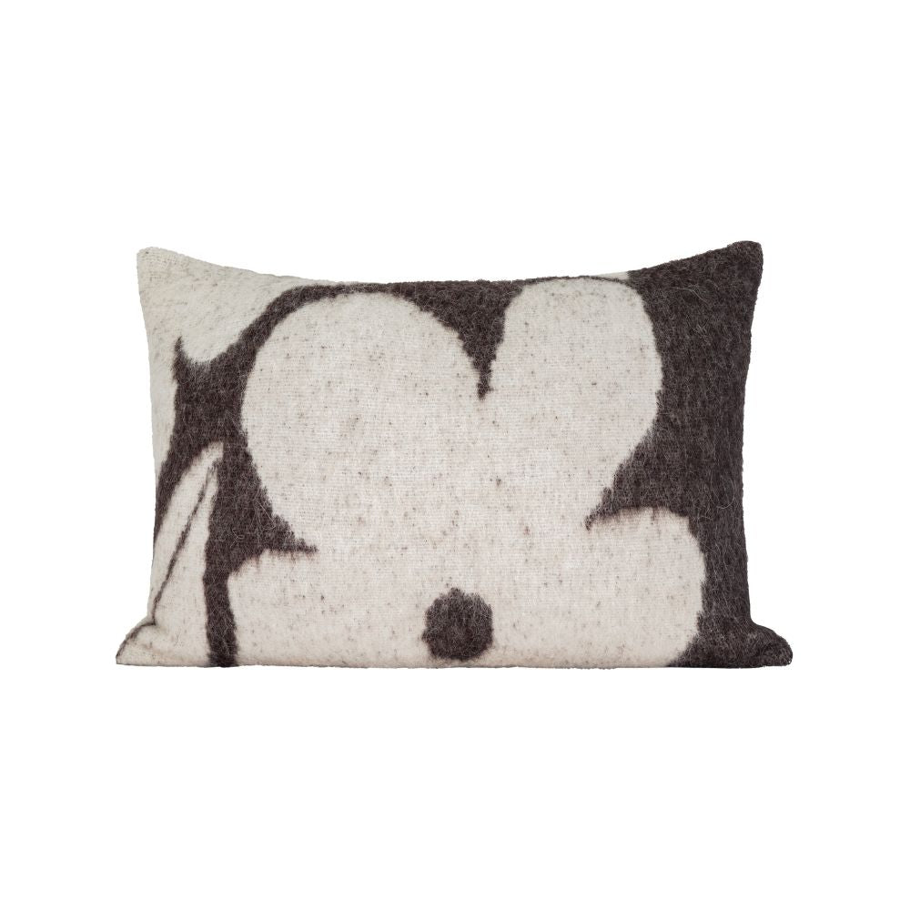 Coussin en laine à motifs fleuris "Mimo" - Cacao