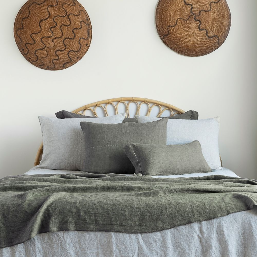 Coussin "Copper" lin brodé - Vétyver