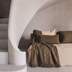 Coussin "Fado" coton alvéolé - Bronze