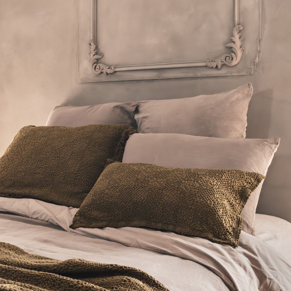 Coussin "Fado" coton alvéolé - Bronze