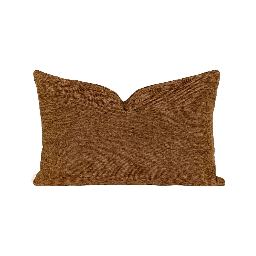 Coussin tweed & velours bi-face "Milton" - Cannelle