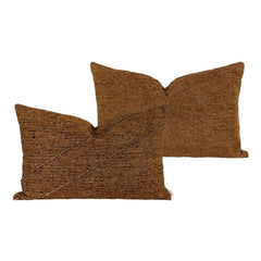 Coussin tweed & velours bi-face "Milton" - Cannelle