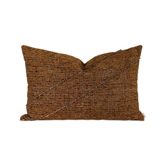 Coussin tweed & velours bi-face "Milton" - Cannelle