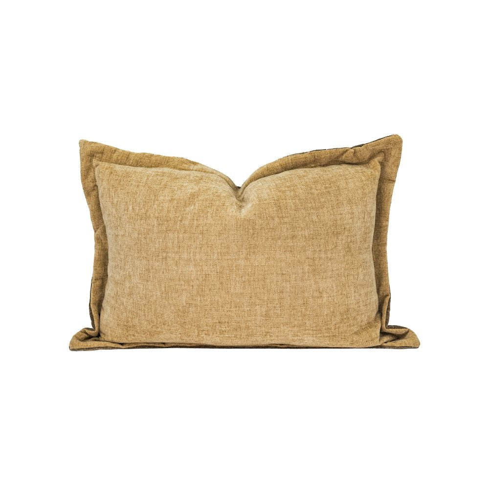 Coussin velours chenille "Zorro" - Macadamia/Noisette
