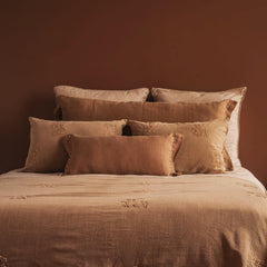 Plaid brodé "Donato" coton flammé  - Brown