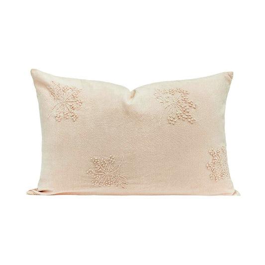 Coussin brodé "Domingo" coton flammé  - Naturel