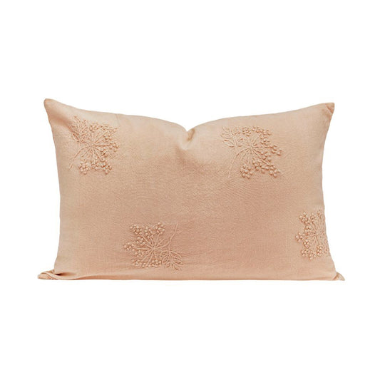 Coussin brodé "Domingo" coton flammé  - Poudre