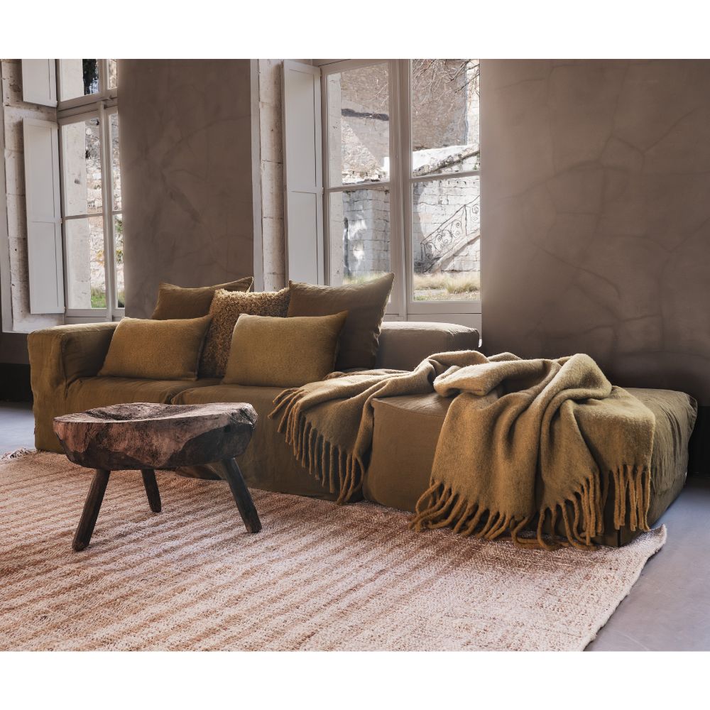 Plaid en laine "Crumble" - Miel chiné