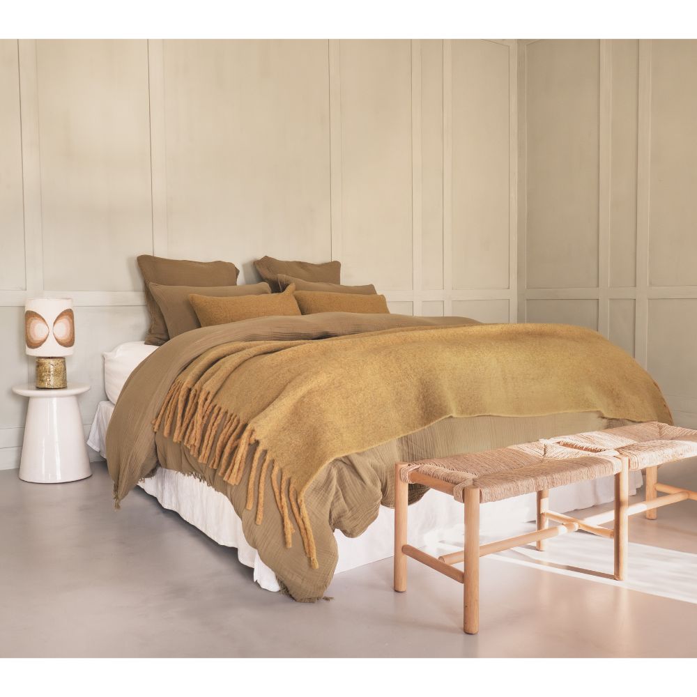 Plaid en laine "Crumble" - Miel chiné