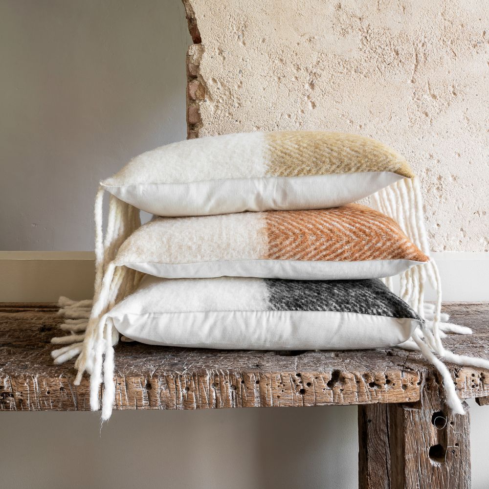 Coussin "Van Snow" laine - Bronze