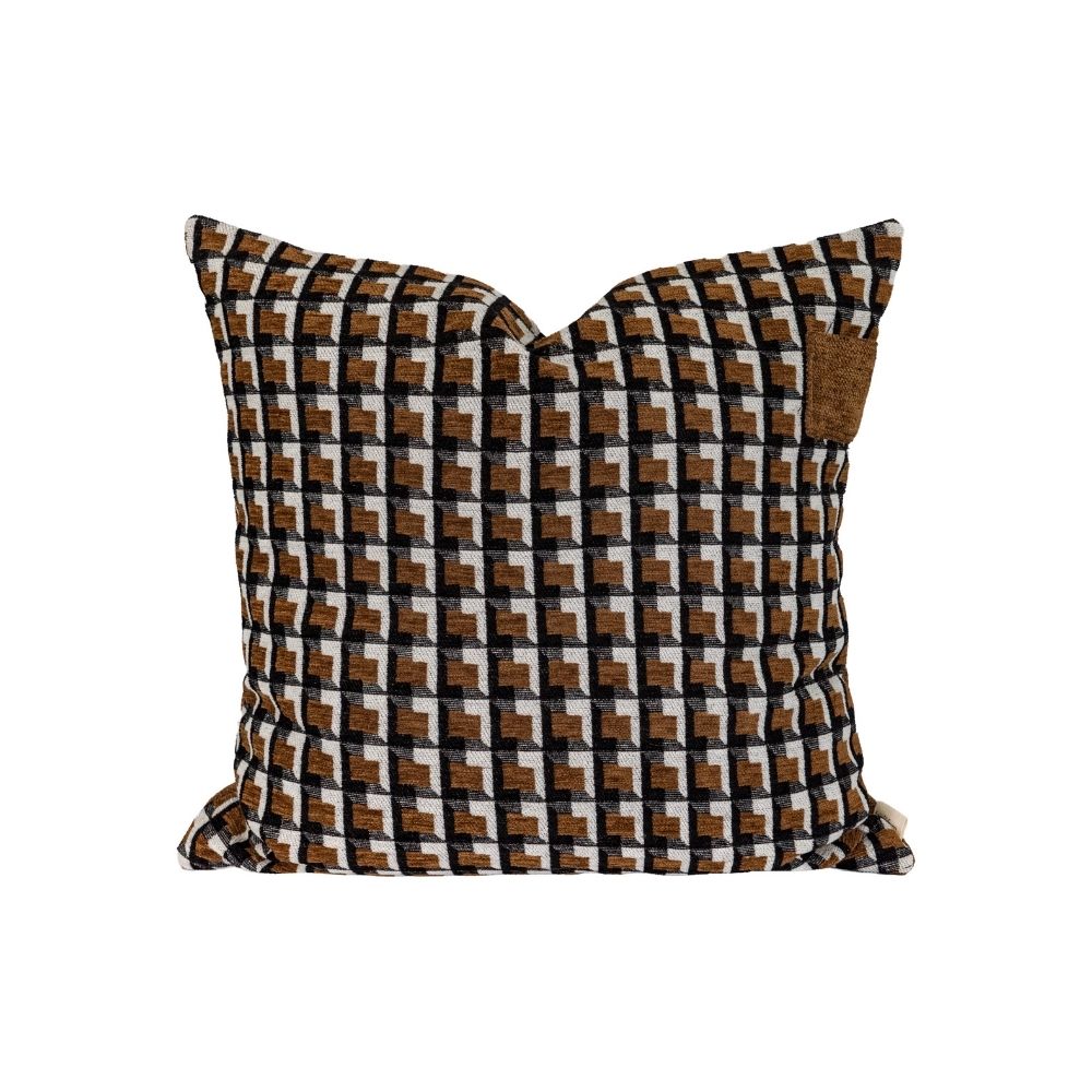 Coussin velours & jacquard "Milo" - Cannelle