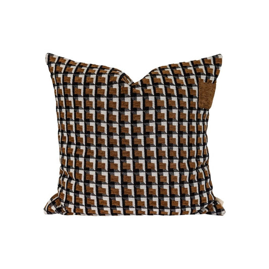 Coussin velours & jacquard "Milo" - Cannelle