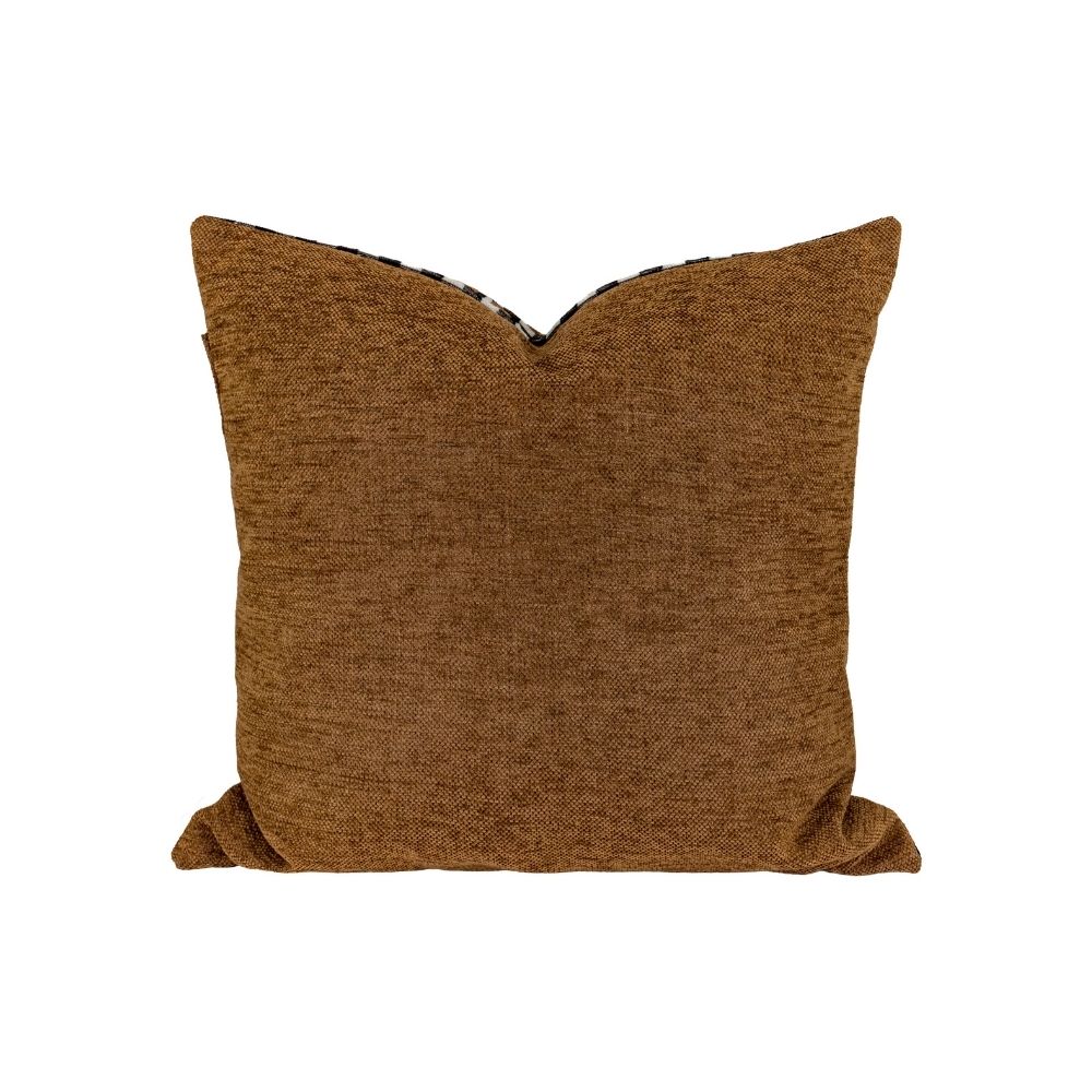 Coussin velours & jacquard "Milo" - Cannelle