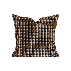 Coussin velours & jacquard "Milo" - Cannelle
