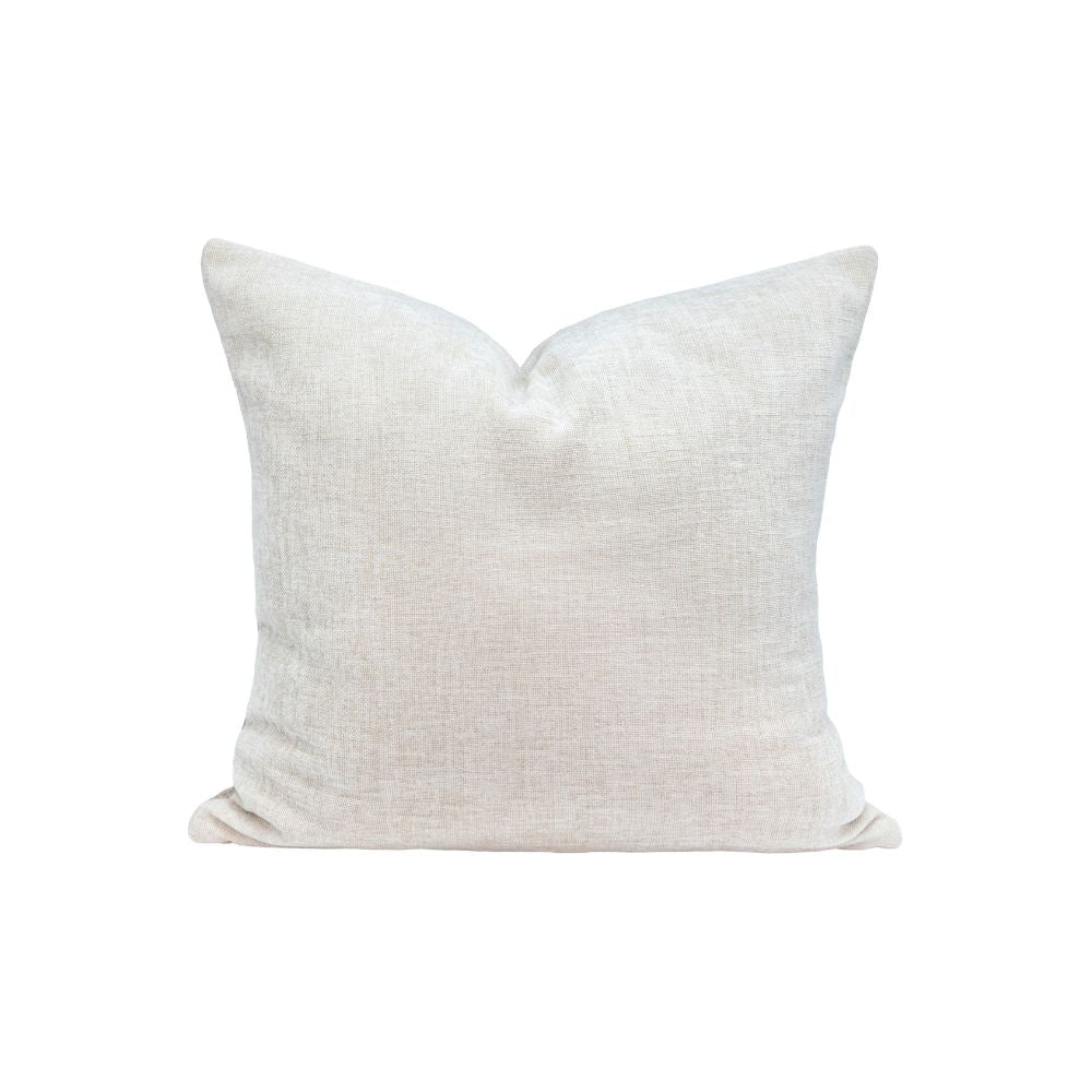 Coussin velours chenille bi-face "Zack" - Poudre/Amande