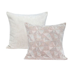 Coussin velours chenille bi-face "Zack" - Poudre/Amande