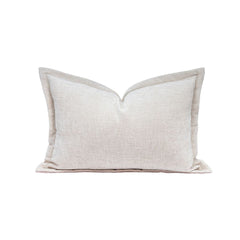 Coussin velours chenille bi-face "Zorro" - Poudre/Nude