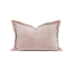 Coussin velours chenille bi-face "Zorro" - Poudre/Nude