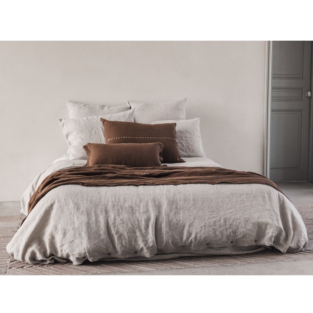 Coussin "Copper" lin brodé - Bison