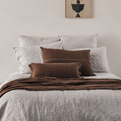 Coussin "Copper" lin brodé - Bison