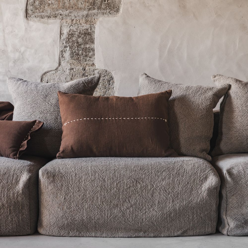 Coussin "Copper" lin brodé - Bison