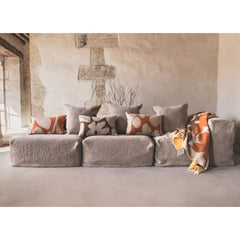 Coussin en laine à motifs fleuris "Mimo" - Camel