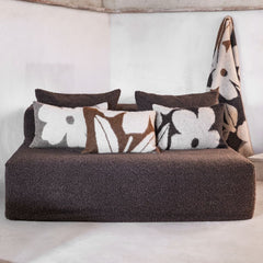 Coussin en laine à motifs fleuris "Mimo" - Cacao