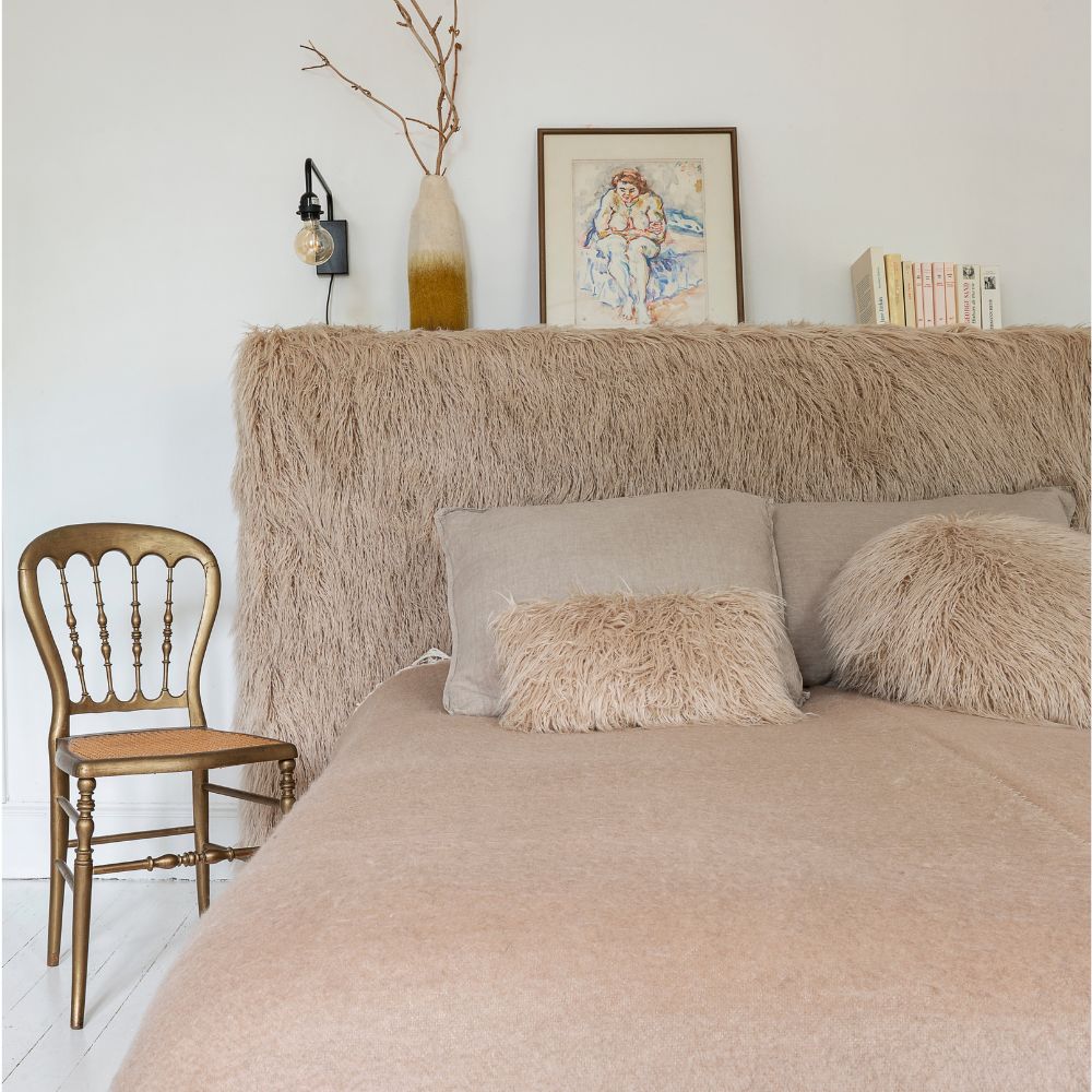 Coussin rond "Vadim" fourrure - Vanille