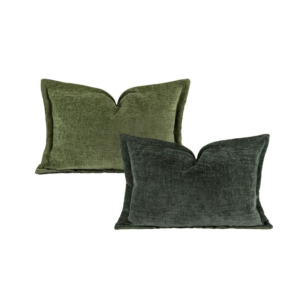 Coussin velours chenille bi-face "Zorro" - Laurier