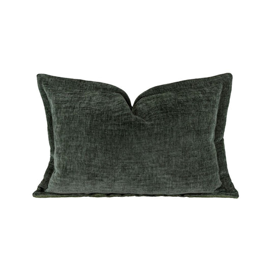 Coussin velours chenille bi-face "Zorro" - Laurier
