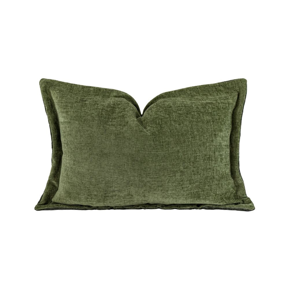 Coussin velours chenille bi-face "Zorro" - Laurier