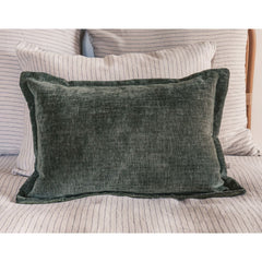 Coussin velours chenille bi-face "Zorro" - Laurier