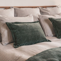 Coussin velours chenille bi-face "Zorro" - Laurier