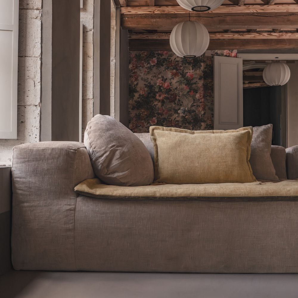 Coussin velours chenille "Zorro" - Macadamia/Noisette