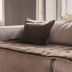 Coussin velours chenille "Zorro" - Macadamia/Noisette