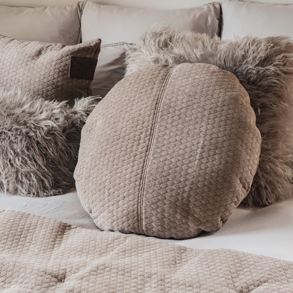 Coussin rond "Vison" "- Stone