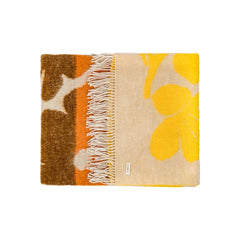 Plaid en laine à motifs fleuris "Madonne" - Camel