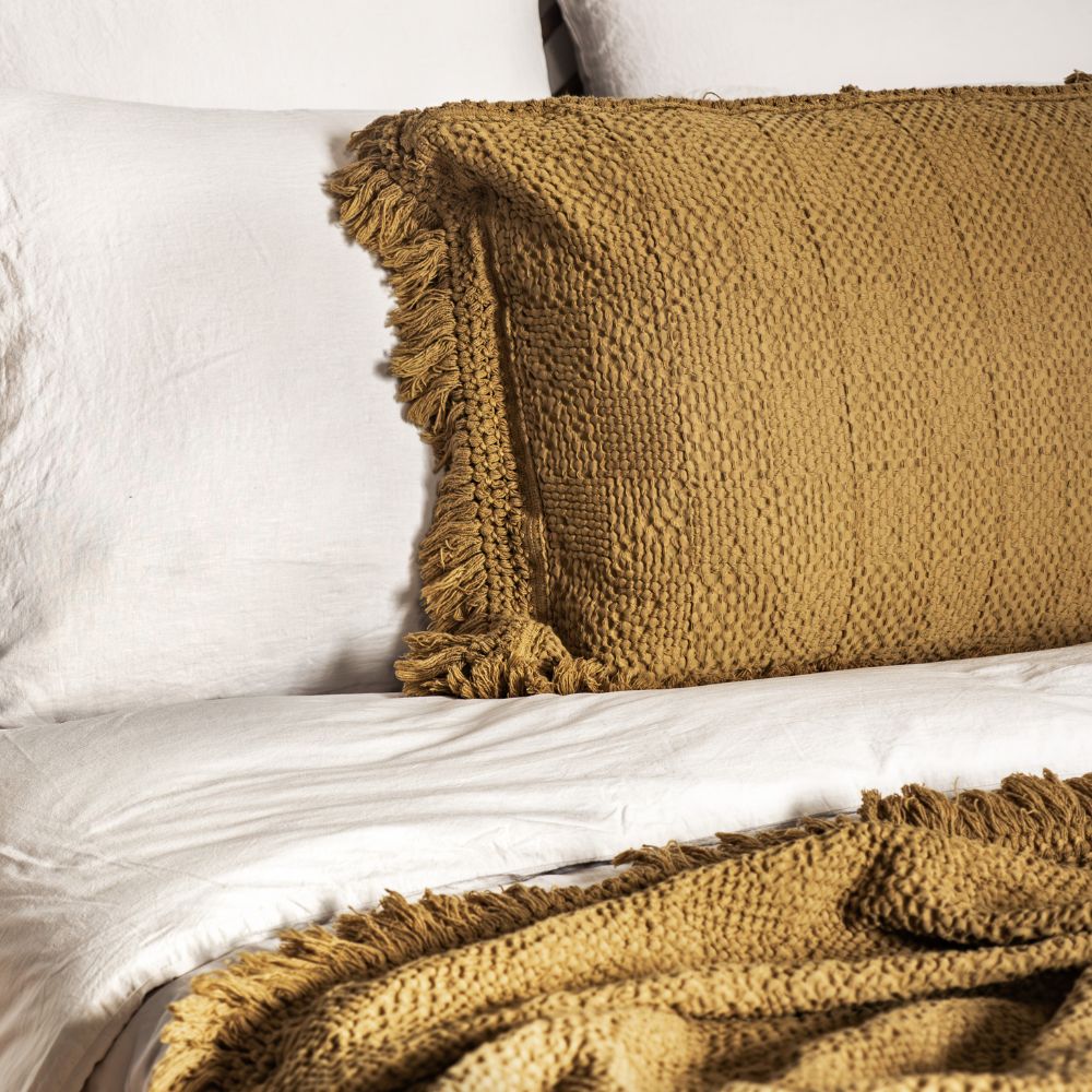 Coussin "Farmer" coton alvéolé - Butternut