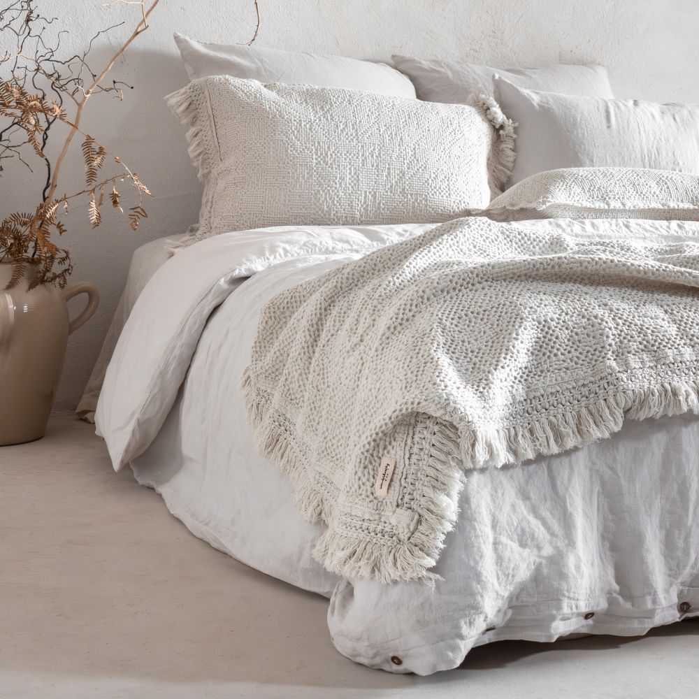 Coussin "Farmer" coton alvéolé - Plume