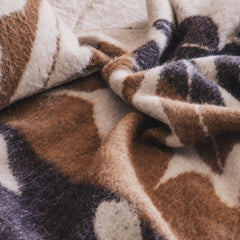 Plaid en laine à motifs fleuris "Madonne" - Cacao