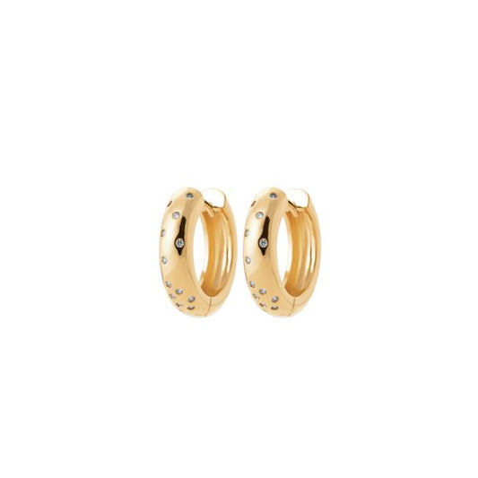 Petites créoles "tube" plaqué Or & Zircons 20mm