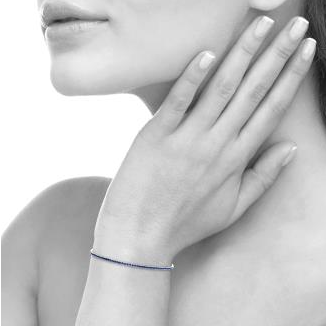 Bracelet Argent & Zircons bleu saphir