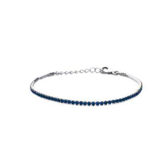 Bracelet Argent & Zircons bleu saphir