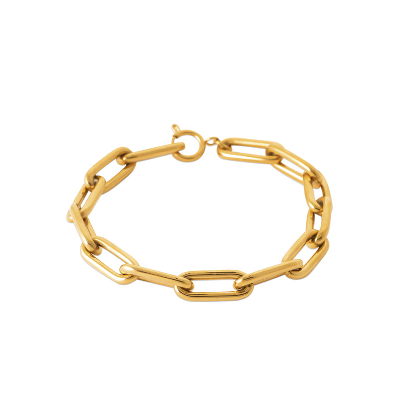 Bracelet chaîne acier doré