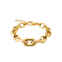 Bracelet chaîne maillons larges acier doré